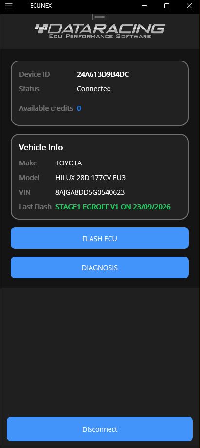 App connected to dongle