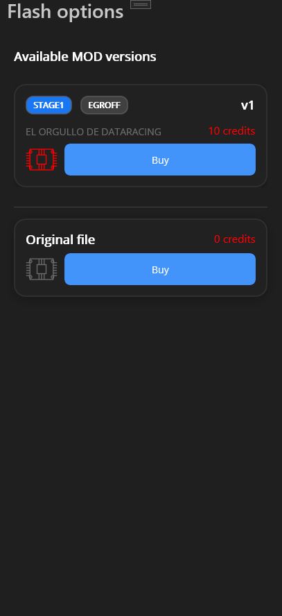 Mobile app tune selection screen